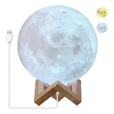 Luminária De Led Lua Cheia 3d Recarregável Usb Abajur Touch