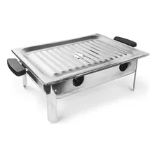 Brasero De Mesa Parrilla Acero Inoxidable Carol Con Asas