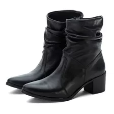 Bota Feminina Couro Legitimo Botinha Coturno Inverno