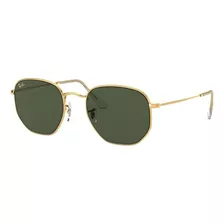 Anteojos De Sol Ray-ban I-shape Hexagonal Large Con Marco De Metal Color Polished Gold, Lente Green De Cristal Clásica, Varilla Polished Gold De Metal - Rb3548