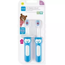 Escova Dental Cabo Curto Baby's Brush 2 Unid. Azul 6m + Mam