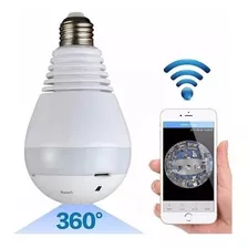 Lampara Wifi Led Ip Camara Hd 360° Ojo Pez Espia Graba Color Blanco