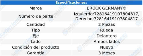 Par Mazas Rueda Delanteras Polo 1.6l 4 Cil 03 Al 07 Bruck Foto 2