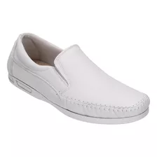 Mocassim Masculino Couro Branco Para Colaboradores Da Saude