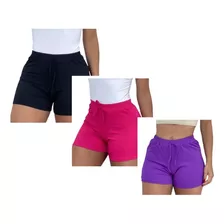 Kit 3 Short Feminino Academia Atacado Soltinho Super Oferta