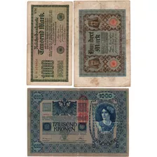 Lote 3 Billetes Imperio Austro-hungaro Austria Y Alemania