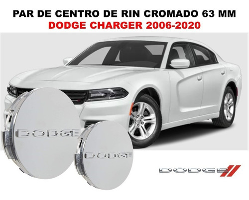 Par De Centros De Rin Dodge Charger 2006-2020 Cromado 63 Mm Foto 2