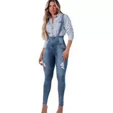 Calça Feminina Jeans Salopete Suspensol New