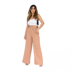 Calça Feminina Alfaiataria Cinto Ajustável Social Pantalona