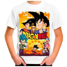 Camiseta Infantil Dragon Ball Goku Vegeta Gohan Anime Mangá