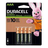 4 Piezas Aaa Duracell Rechargeable Dx2400 CilÃ­ndrica