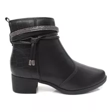 Bota Feminino Coturno Moleca Saltinho Brilho Ziper 5346.103