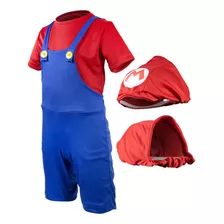 Fantasia Infantil Roupa Mário Gorro Camiseta E Suspensório