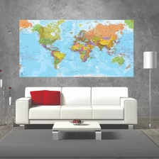 Adesivo Mapa Do Mundo Grande Colorido Com 2m Mp01 Fosco