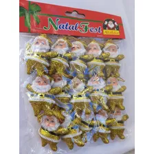 Mini Papai Noel Pendurar De Árvore Natal C/ Glitter 15 Peças