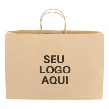 Sacola Kraft Personalizada 24x35x10,5 - 100 Unidades