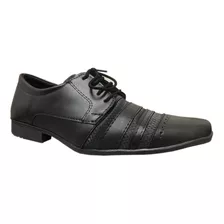 Sapatos Social Masculino Preto Fosco Com Cadarço Casual 