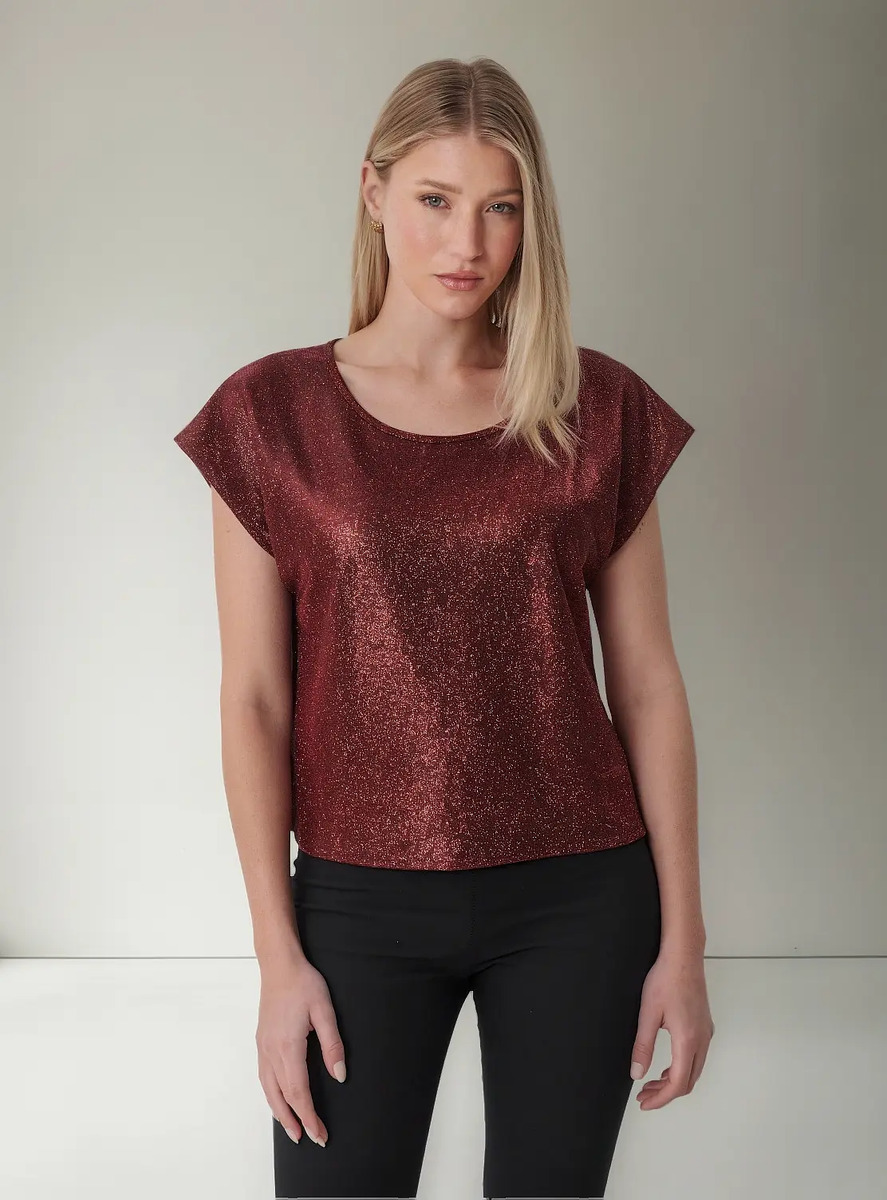Remera Blusa Con Tajo A Los Costados Glitter Muniekshop
