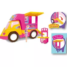 Brinquedo Carro Sorveteria Da Judy Food Truck Ref.0139 Cor Amarelo/rosa