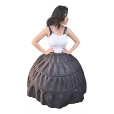 Crinolina Tutu Vintage Negra Flexible Falda Xv Años Fiestas 