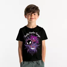 Camiseta Anime Pokemon Gastly Camisa Infantil 100% Algodão