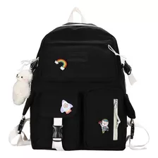 Nihay Mochila Impermeável Mujer 17 Pulgadas Kawaii Coreano Negro