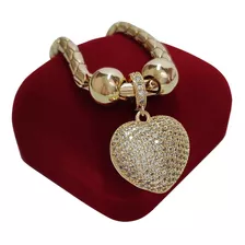 Pulseira Feminina Elos Zirconia Folheda Ouro 18k Semi Joia