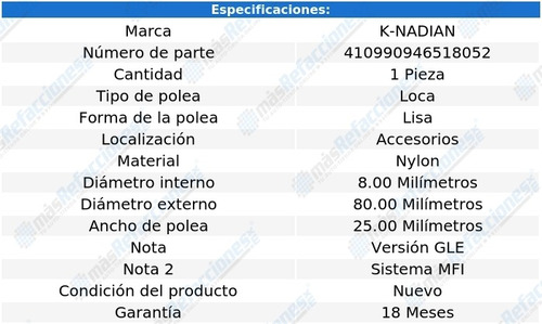 Polea Banda Nylon Lisa K-nadian Volvo 740 L4 2.3l 89 Foto 3