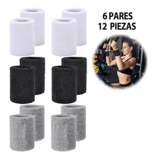 6 Par Muñequeras Sudor Microfibra Algodon Gym Pulsera Banda