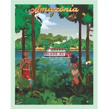 Quadro Cidade Amazonas Manaus Tucano Peixe Arara Boto Rio