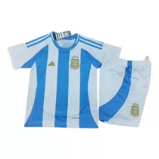 Remera De Futbol + Short -argentina 2024/25- Niños -messi 10