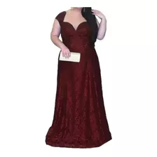 Vestido De Festa, Madrinha Longo Em Renda, Plus Size J008