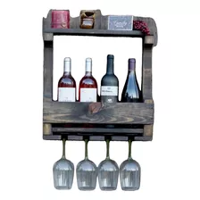 Cantinera Mini Bar Cava De Pared Madera Rustico Vintage Copa