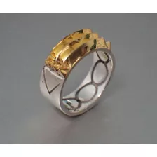 Anillo Atlante Amuleto Poderoso, Plata 925 Y Baño De Oro