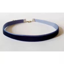 Gargantilha Choker Azul Marinho Veludo Fino 1cm Largura