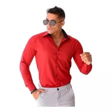 Camisa Slim Manga Longa Social Masculina Sem Bolso Executivo