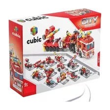 Blocos De Montar Cubic Bombeiro 12em1 C/ 557 Pçs Multikids