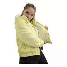 Campera Mujer Puffer Inflable Capucha Desmontable Con Piel