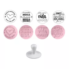 Kit Carimbo Frases Doces 5cm Rosa Para Massas Bluestar