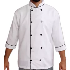 Dolma Branco/preto Uniforme Chef Cozinha Restaurante Oxford