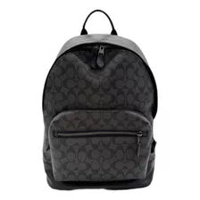 Mochila Coach Hombre Negra Original - Envío Gratis + Msi / Modelo Signature Canvas Talla Grande