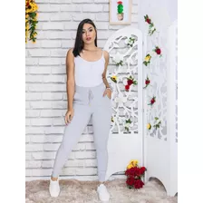 Calça Jogger Feminina Ribana Canelada Modeladora Premium