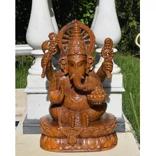 Ganesha Escultura En Madera Tallada