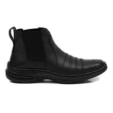 Bota Est. Chelsea Confortavel Masculino Elastico Couro 