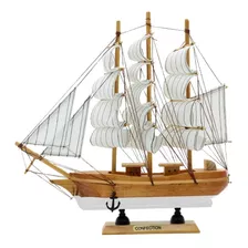 Barco Barquinho Miniatura Artesanal Em Madeira