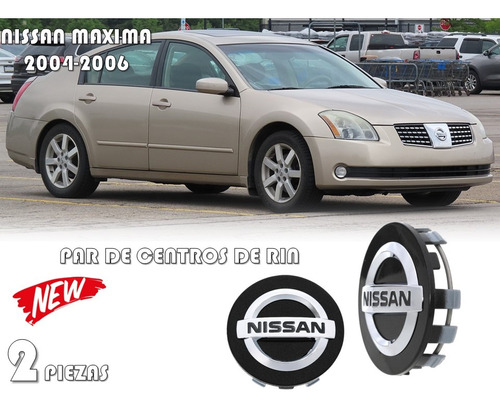 Par De Centros De Rin Nissan Maxima 2004-2006 Negro 56 Mm Foto 2