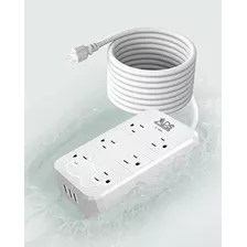 Enchufe Inteligente Marca Aps /6 Tomas/3 Usb/10 Ft/blanco