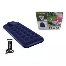 Colchón Inflable De 1 Plaza + Almohada + Inflador Bestway