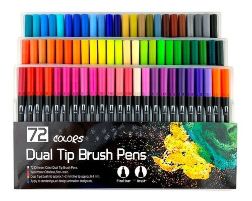 Lettering 72 Colores Dual Lápices Tip Brush Pens