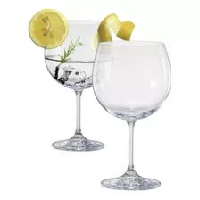 Jogo 2 Taças Drinks Gin Tonica Cristal Titanio Bohemia 600ml